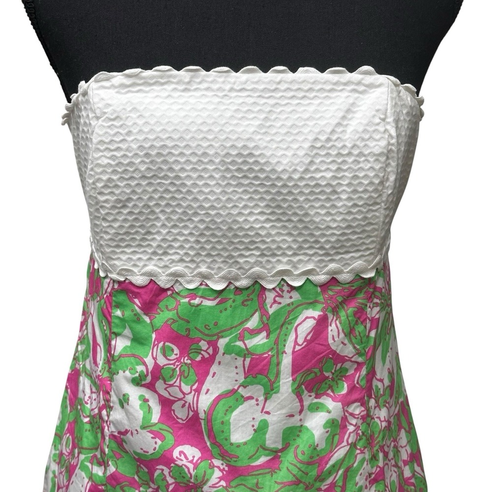 Lilly Pulitzer Franco Hotty Pink Forgot My Trunks Strapless Tie Back Dress 6 - Picture 2 of 9